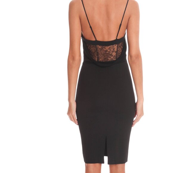 Classic Lace-Embellished Designer Noam Hanoch Cowl Back Pencil Dress Size 0 - Picture 4 of 4
